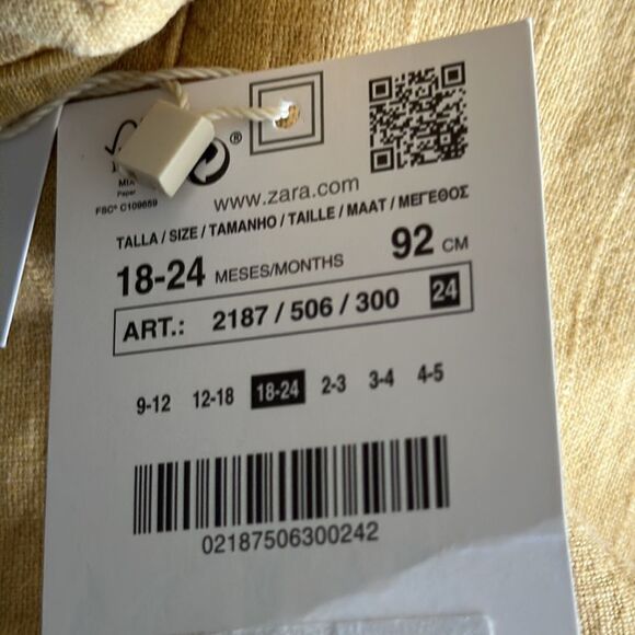 ZARA Kids | Yellow | LINEN BLEND OVERALLS - Picture 5 of 7